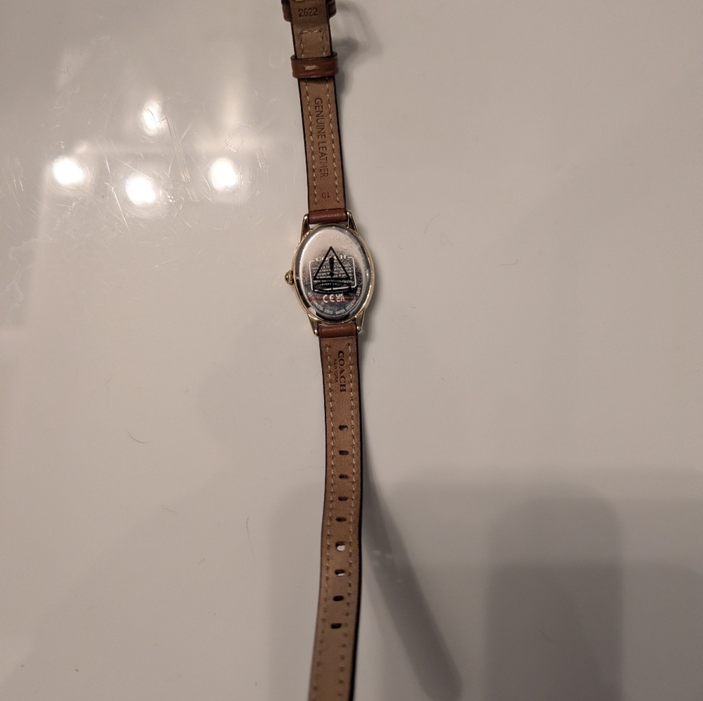Coach Talia Brown And Gold Leather Watch - Picture 6 of 7
